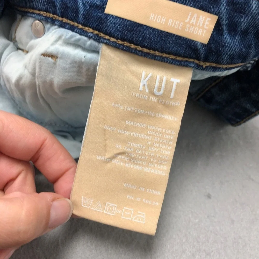 Kut From The‎ Kloth Jane High Rise Shorts Womens 12 Blue Denim Roll Hem Festival